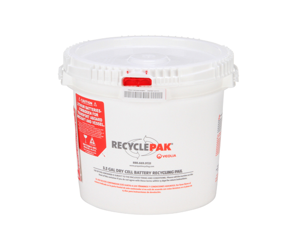SUPPLY-041CH- 3.5 GAL DRY CELL BATTERY RECYCLING PAIL (EACH) / WE ARE EXPERIENCING MULTIPLE-WEEK DELAYS FROM OUR SUPPLIER ON THIS PRODUCT. IF YOUR NEED TO RECYCLE YOUR BATTERIES IS IMMEDIATE, PLEASE USE THE SUPPLY-541CH AS A REPLACEMENT PRODUCT.